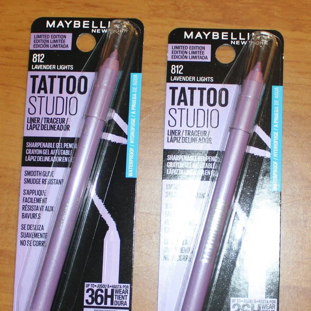 Maybelline 812 Lavendar Lights Eyeliner 36H Tattoo Studio Gel Pencil 2 Pc Set